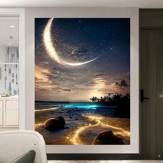 送安裝 包夢幻治癒系豎版背景布 直式掛布 沙髮背景墻裝飾畵墻布 臥室宿捨掛畵 藝術墻掛布 墻壁裝飾 溫馨掛布 房間佈置, 夢幻豎圖01,100*70cm送安裝包