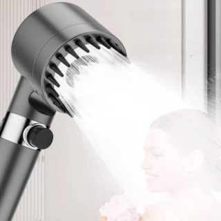 고급 3단 수압 조절 터치 스파 마사지 샤워기 헤드, 그레이, 1개