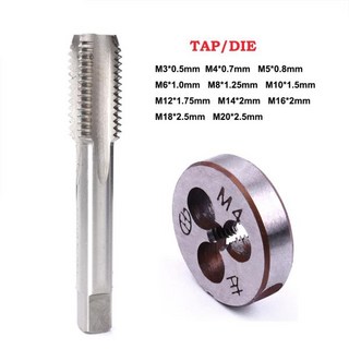 1pc 왼손 스레드 탭 다이 M3 M4 M5 M6 M8 M10 M12 M14 M16 M18 M20 HSS 미터법 핸드 탭 다이 스트레이트 플, 06 1pc tap M8x1.25mm, 1개