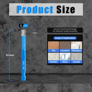 쿠쿠스토어 2/5/10PCS 5-1mm 브레이징 건식 세라믹 타일 드릴 비트 대리석 화강암 유리화 구멍 오프너 다이, 06 8mm, 03 10pcs