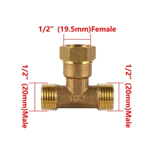 황동 1/2 "수/암나사 유니온 티 정수기 수도관 가스 파이프 3 방향 조인트 배관 액세서리 1Pc, 05 Brass