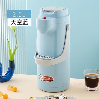 휴대용 보온병 프레스형 가정용 진공 플라스크 이중 튜브 유리 라이너 W, 01 2500ML, 03 2500ML-Blue