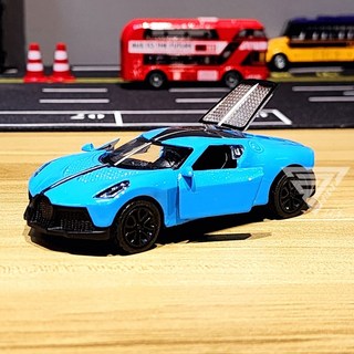 【台灣出貨】1:43合金超跑模型車，仿真警車合金模型，兒童玩具賽車, 【超跑】布加迪-藍, 1個