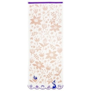 MARUSHIN 丸真 Moomin小不點與美寶春花綻放毛巾 100%純棉 精緻刺繡, 米色, 34 x 36cm, 1條