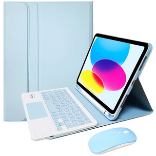 Powerway iPad 2025 (A16) / 10代專用樂控型藍牙鍵盤皮套組/送同色無線滑鼠, 天空藍, 1個