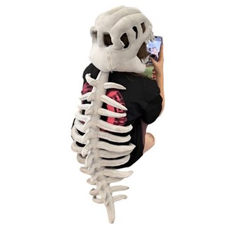 恐龍骨骼頭套 角色扮演服裝 萬聖節派對裝扮 柔軟絨毛材質 成人兒童皆宜, 恐龍骨架頭套+兒童75cm, 1個