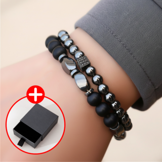 루닌 액막이 행운 건강 흑요석 염주 팔찌