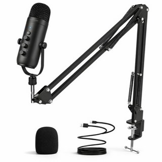 ZEALSOUND K66S-C USB 스탠드 콘덴서 마이크 키트 붐암 포함 고음질 스트리밍 유튜버 게이밍 방송용 마이크, 블랙, K66-S