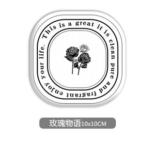 熱銷硅藻土吸水墊：天然硅藻泥彩繪隔熱墊，浴室洗漱台防滑吸水速乾墊, 1個, 玫瑰物語杯墊