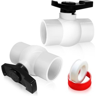 PVC 게이트 밸브 수족관 슬립 마개 파노보 1인치 볼 나사산 2개 세트 스케줄 40 암수 NPT 나사선 차단 전면 흐름 포트 풀 플로우 수영 관개 하수관용 플라스틱 제어 커넥, 2 Inch