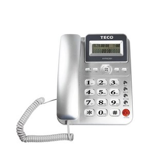TECO XYFXC301 有線電話 來電顯示 記憶儲存 免持聽筒 時尚外觀, XYFXC301銀色