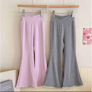 娜娜32853腳口花邊護肚喇叭褲，高腰護肚，修身顯瘦，舒適透氣, 140,粉