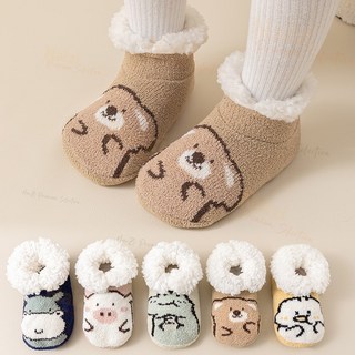 新竹出貨 地板襪 寶寶 2025秋冬新款 刷毛加厚 保暖 室內 防滑 學步襪 居家襪子 男童女童 兒童襪子 可愛