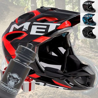 MET 패러슈트 HES 풀페이스 헬멧 전기자전거 전동킥보드 올마운틴 헬멧 오토바이 헬멧, 블루세이디드시안, 1개