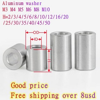 51020 개몫 M3 M4 M5 M6 M8 M10 알루미늄 와셔 가스켓 라운드 중공 없음 스레드 standoff 스페이서 두께 234568101230mm, 81) m6 10pcs  thickness H 16mm, 10개