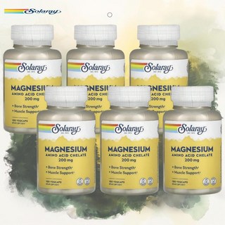 솔라레이 마그네슘 아미노산 킬레이트 200mg 캡슐 SOLARAY Magnesium, 6개, 100정