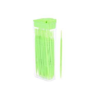 치아 청소를위한 50pcs 소프트 브러시 스틱 일회용 꼬리고리 이쑤시개