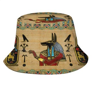 이집트 아누비스 장식 파피루스 태양 모자 어부 양동이 파라온 황금 고대, A. Adult Size, 3. Bucket Hat, 1개