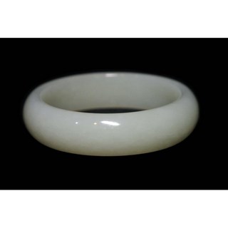 博古珍藏 和闐白玉寬版蛋面玉鐲 手圍19.5 附台灣鑑定書 收藏品