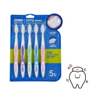 5P 애경 2080 칫솔 미세모 2080칫솔 구강케어 치과칫솔 치약 치실 틈새케어 어금니 치솔, 5개입, 1개