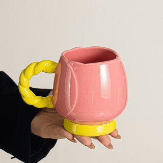 鬱金香造型水杯禮盒組，送閨蜜生日禮物，高級感杯子伴手禮，結婚伴娘禮品，臺灣出貨, 粉色花朵-高腳杯, 1個