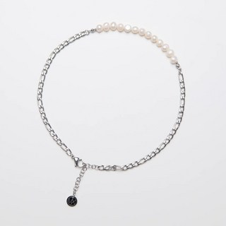 MIXTURE. MP033 純鋼扁鏈拼接淡水珍珠項鍊 簡約時尚 優雅氣質 日常配戴