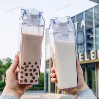 晴子出貨 0.5l / 1L 水壺飲料器運動方形牛奶水瓶 Bpa Free 水瓶透明可重複使用的水壺, 1個, 0.5L,Clear, Clear