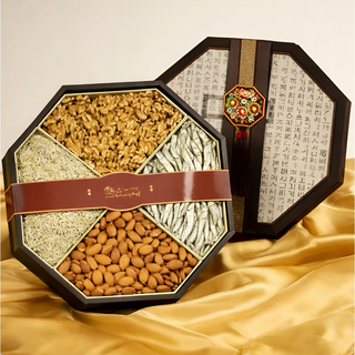 [명절선물] 건어물 견과류 혼합 멸치 선물세트 아몬드 호두 멸치 어른 선물 셜 세트 보자기 동봉, 1개