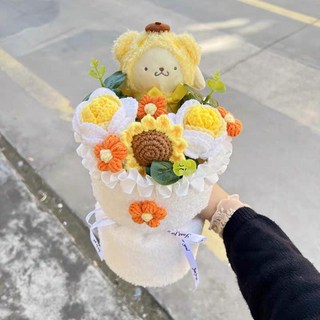 小新の雜貨鋪 線條小狗玩偶卡通花束生日情人畢業禮物送女生閨蜜七夕兒童節禮品, 布丁狗玩偶成品花束, 1個