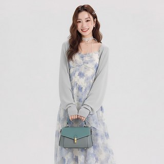 MIYUNA米友娜 頭層牛皮Ersa貝殼包 湖水綠斜背包