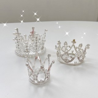 이브닝메종 티아라 왕관 케이크 장식, 2개, 실버