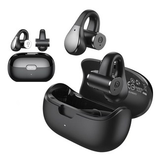 TOTU OWS骨傳導真無線藍牙耳機 開方式耳夾式運動藍芽耳機 SoundX系列 觸控/通話/聽歌 蘋果/安卓手機適用, 黑灰色