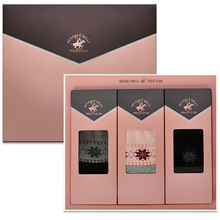 비버리힐스폴로클럽 여성용 눈꽃 플라워 면양말 3종 선물세트 9200