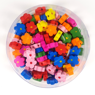 나무비즈 나무구슬 미니꽃 약100개입 구슬꿰기 비즈공예