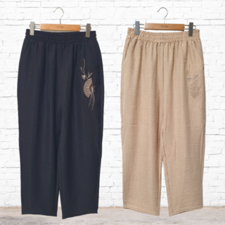 편마담샵 할머니 고무줄바지 여름 8부 항아리바지 80대여성 시원한 몸빼 자수 바지