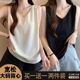 【店鋪熱銷】單/兩件大碼無袖吊帶背心t卹打底衫女夏胖mm顯瘦遮肚內搭減齡上衣, 單件黑色,3XL 建議75.5-85.0kg