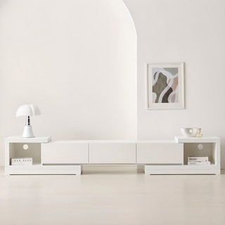 [지정일배송] 퍼니하우스 카라 익스텐션 확장형 TV다이 받침대 티비장 서랍형 거실장 1600 1800 2400, 화이트