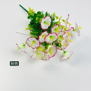 尤加利牽牛花仿真綠植 家居婚慶裝飾插花擺設 拍照道具假花, 粉色, 1個