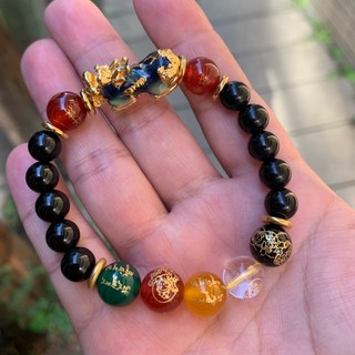 畫意坊 五行珠 招財貔貅手鍊 黑曜石變色貔貅 情侶款