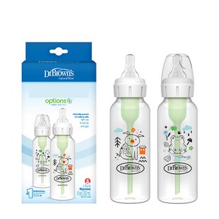 내로우넥 옵션스 플러스 디자이너 PP 젖병 피그&프러그(돼지와 개구리) 250ml 2P, 투명, 2개