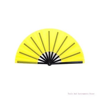 85DB 플라스틱 뼈 접는 팬 중국 스타일 아침 운동 어린이를위한 가정 용품 성인 여성 성능 소품, 03 Yellow, 1개