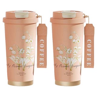 엠토이 릴리 스테인리스 스틸 보온 텀블러, 핑크, 2개, 530ml