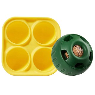 호환 강아지용 천천히 핥는 먹이 공급기 산만 유지 리필 가능한 개 공 장난감 냉동 식품 트레이 애완 동물, 01 Green with Tray, 1개