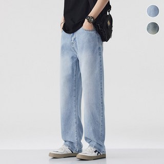 wassup 남자청바지 여름 얇은 텐셀 청바지 와이드 통바지 빅 사이즈 남자 바지