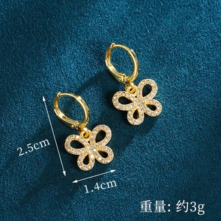 越南沙金項鏈，輕奢風微鑲鋯石蝴蝶耳環，時尚百搭，久不掉色，高級感飾品