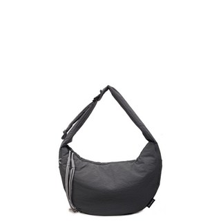 月牙斜挎包 大容量單肩包 防潑水布包 女生側背包 通勤手提包 學生書包 輕量旅行包, 灰色