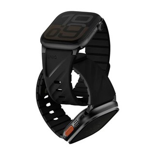 UNIQ Apple Watch 錶帶 雙錶扣組合 磁吸錶帶 適用 49/46/45/44/42/41/40mm, 1個, 黑色