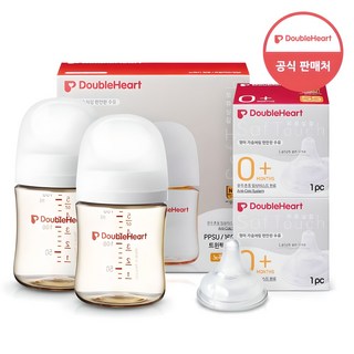더블하트 모유실감 3세대 PPSU 베이직 트윈팩 160ml+젖꼭지(2입), 3세대 SS, 화이트