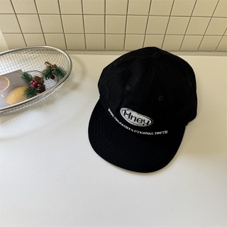 韓國小眾拼色字母刺繡平檐鴨舌帽女軟頂大標街頭潮牌棒球帽男新款