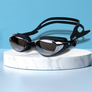 近視泳鏡 0-700度, 黑色, 1套裝